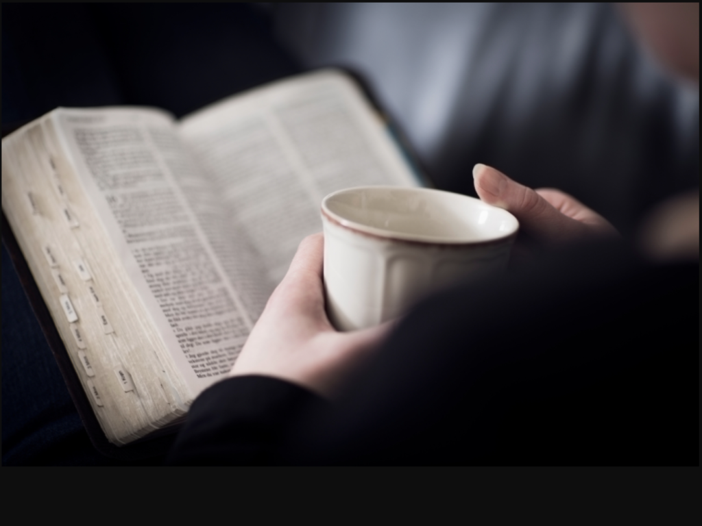 Woman Reading Bible with Coffee