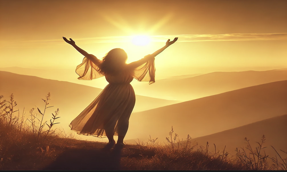 woman raising hands to sun - Renewing Hope Through God’s Word