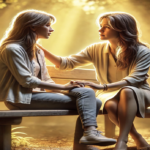 women on a bench talking together