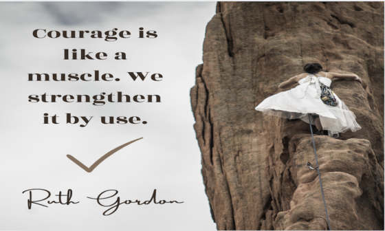 Courageously climbling a mountain