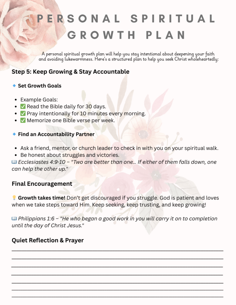 Personal Spiritual Growth Plan Printable