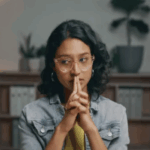 Young woman having a moment of doubt copy