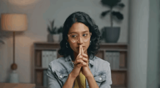 Young woman having a moment of doubt copy