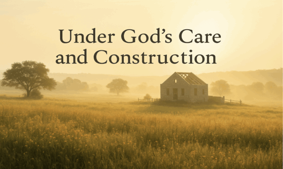 Under God's Care an Construction - Construction house in a golden field copy