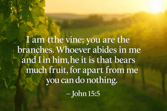 John 15.5 in a verdant field in the sun copy