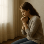 Woman Kneeling by the window praying