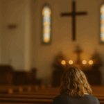 Woman in church praying