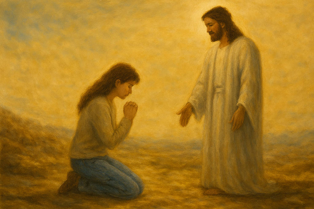 Woman kneeling before Jesus copy