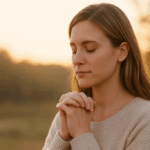 Woman praying outside