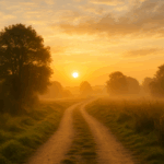 a peaceful sunrise path representing walking daily with the Holy Spirit copy