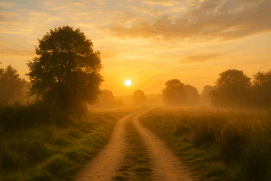 a peaceful sunrise path representing walking daily with the Holy Spirit copy