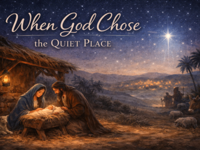 A serene nativity scene under a starlit sky, glowing with quiet peace, humble love, and holy stillness.